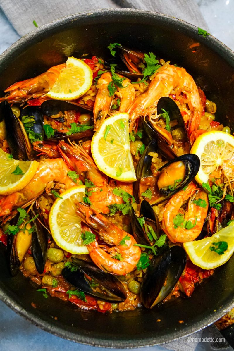 Easy Seafood Paella Nomadette