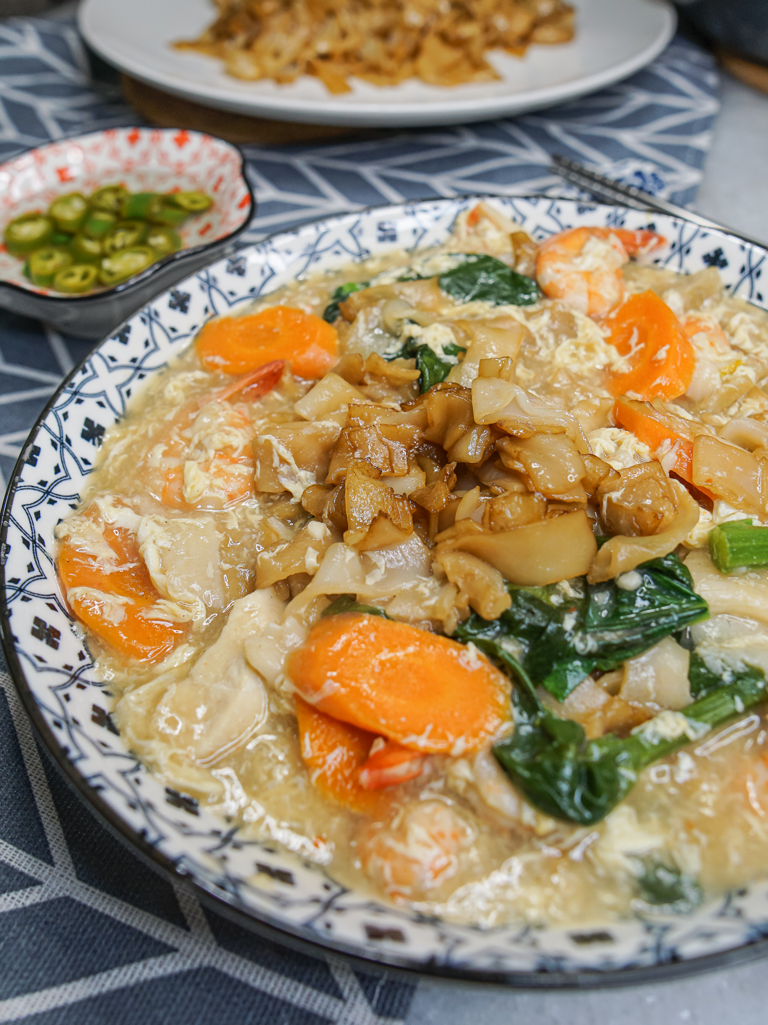 Singapore Hor Fun Noodles (‘wok hei’ rice noodles in slurpy egg gravy)