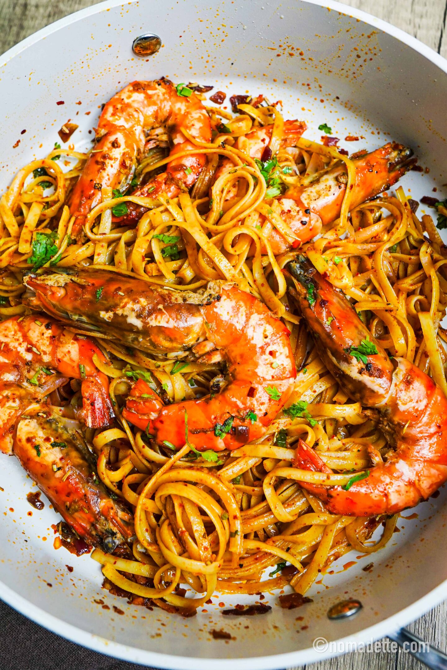 Spicy Buttered Prawn Pasta - Nomadette