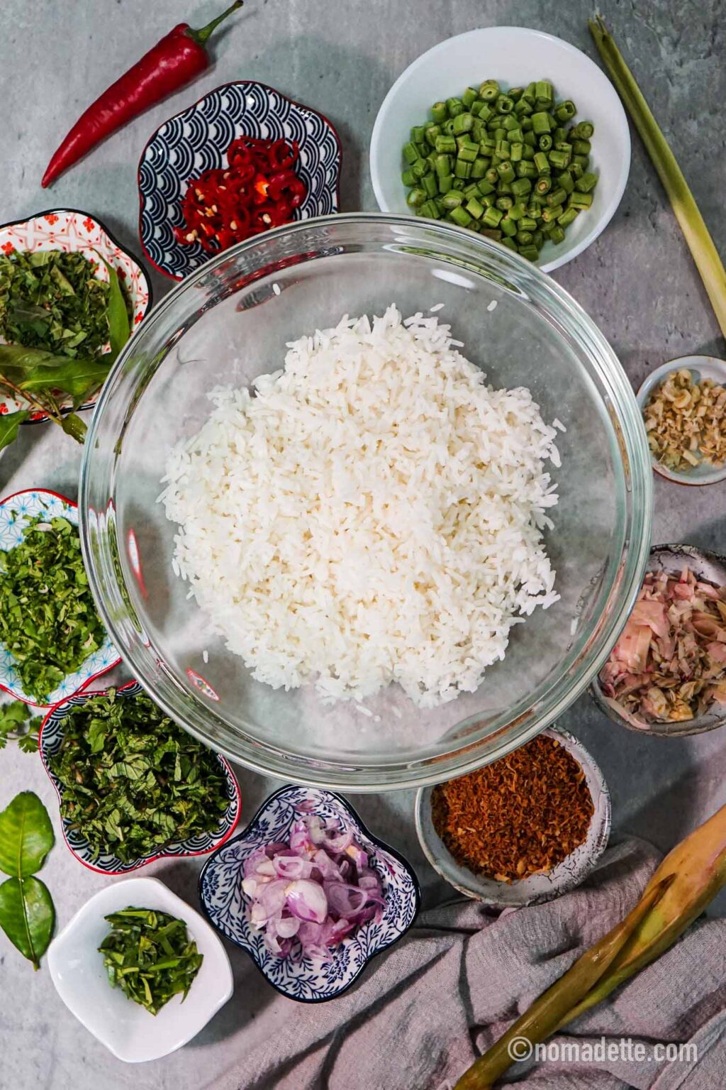 Nasi Ulam | Malaysian Herbed Rice - Nomadette