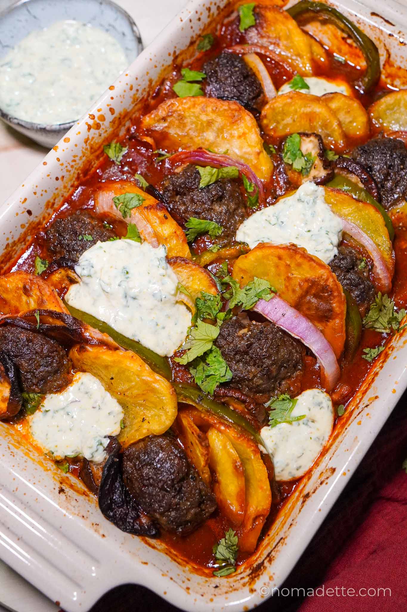 Kofta bi Bandora (Palestinian Baked Kofta with Tomatoes & Vegetables)