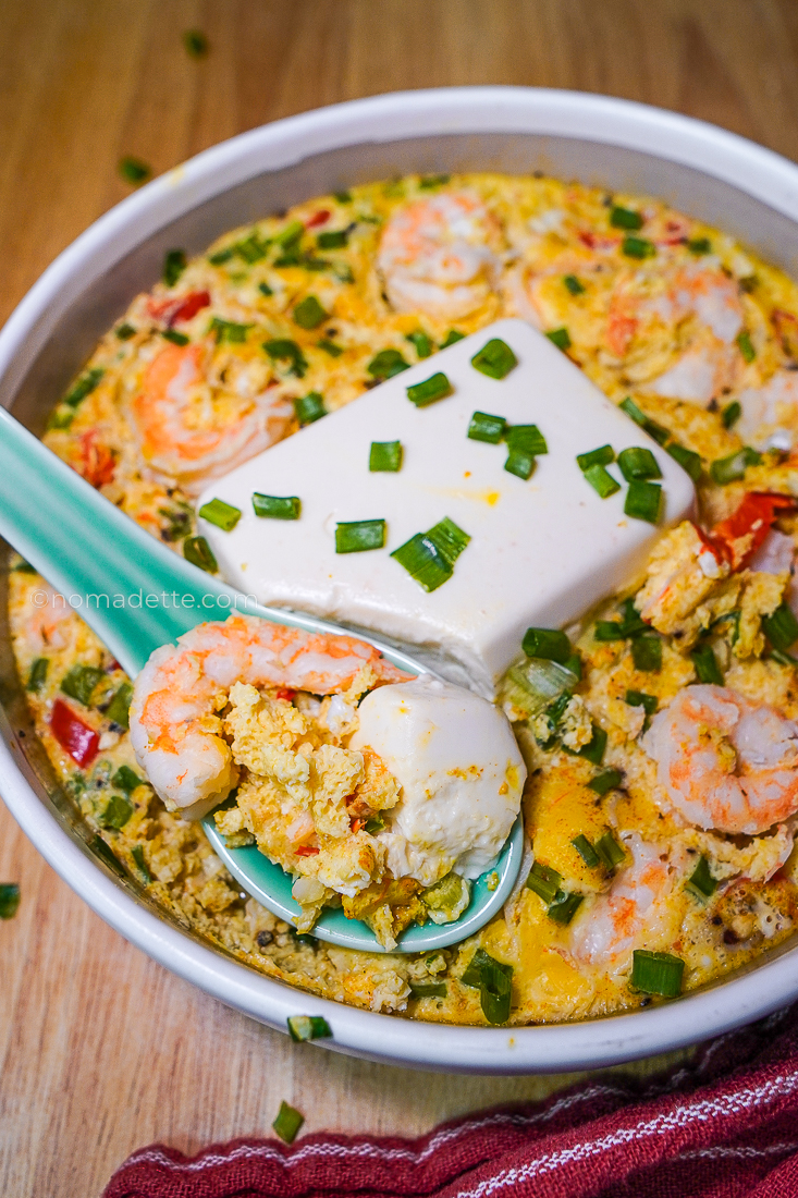 Easy Steamed Egg and Tofu with Shrimp (with a twist!)