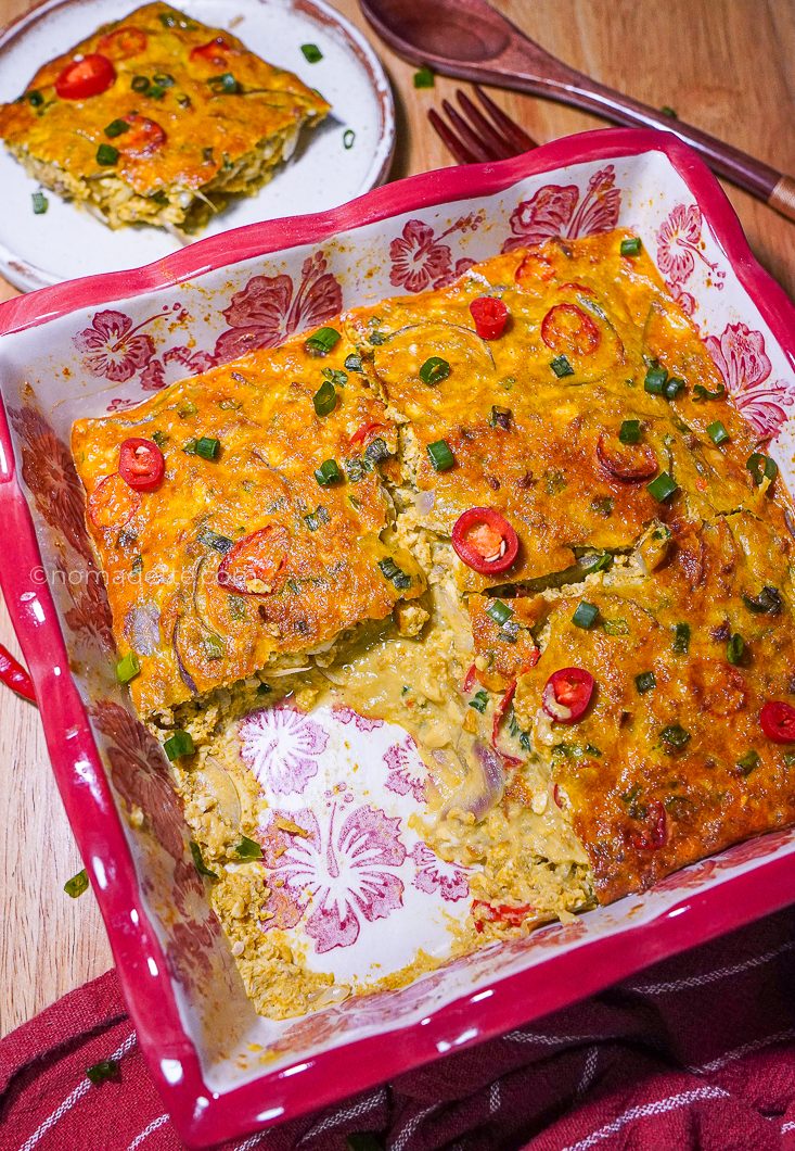 Curry Baked Eggs with Beef & Tofu (High Protein!)